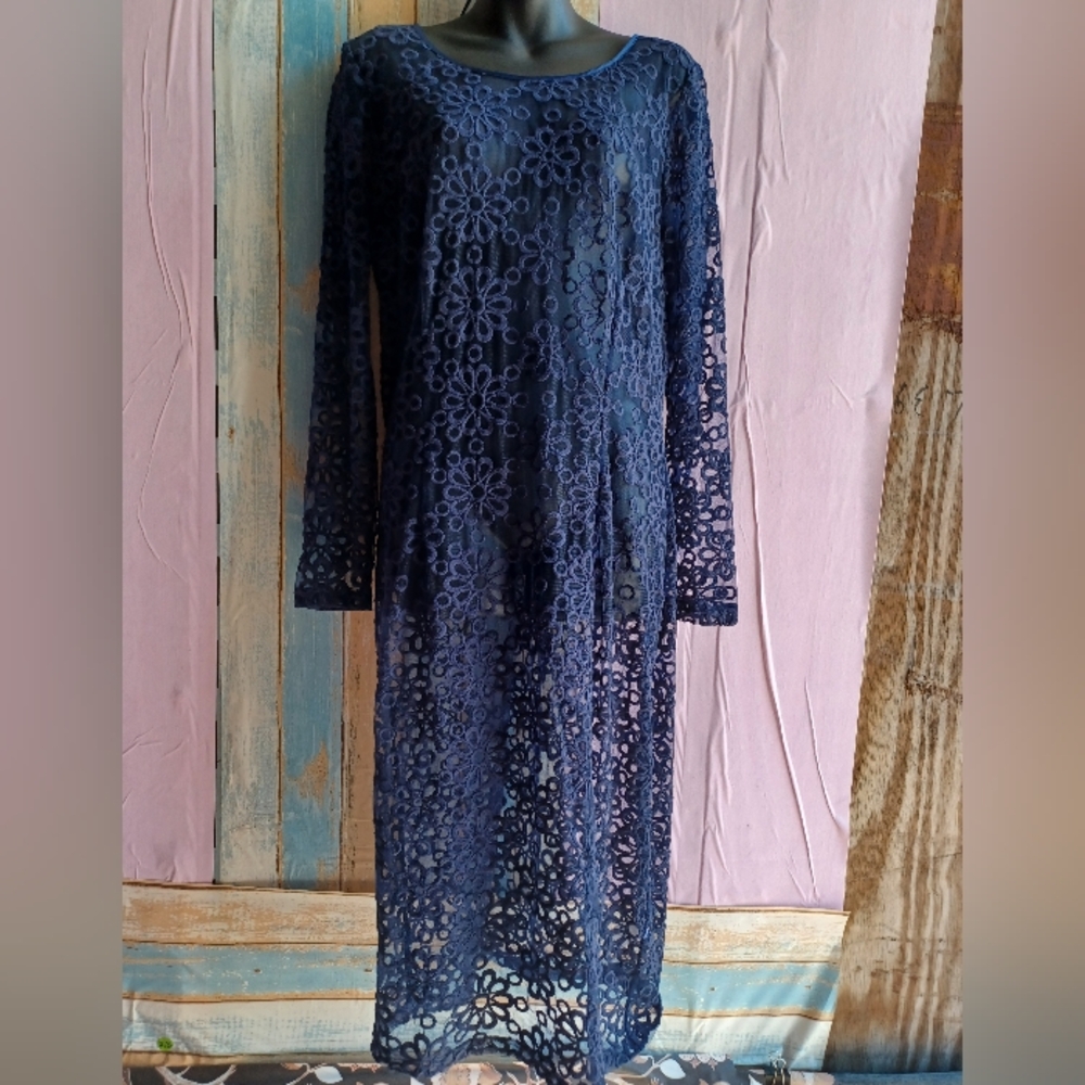 Elegant Navy Lace Dress TATYANA